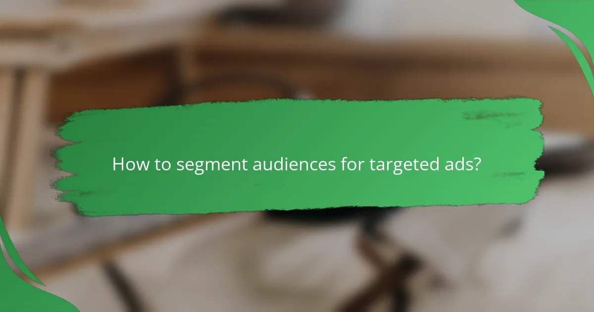 How to segment audiences for targeted ads?