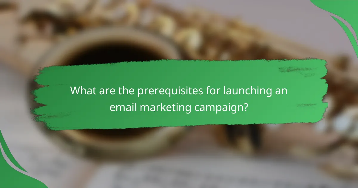 What are the prerequisites for launching an email marketing campaign?