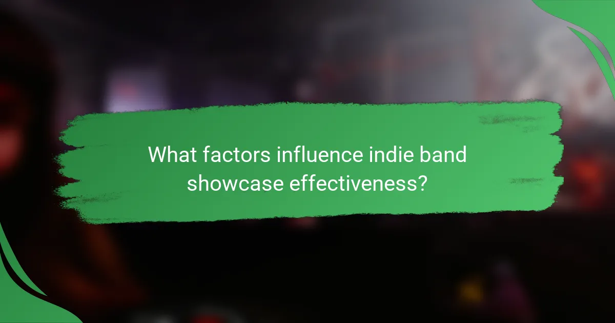 What factors influence indie band showcase effectiveness?